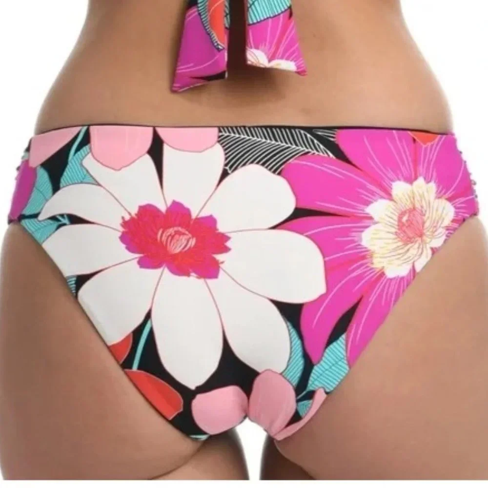 La Blanca In Full Bloom Reversible Side Shirred Hipster Bikini Bottoms 12 - Picture 8 of 10
